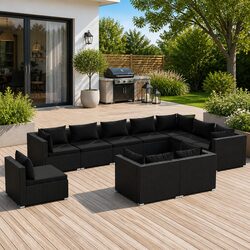 Specifications of the 10-Piece Poly Rattan Lounge Set