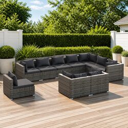 Specifications for 10 Piece Poly Rattan Garden Lounge Set