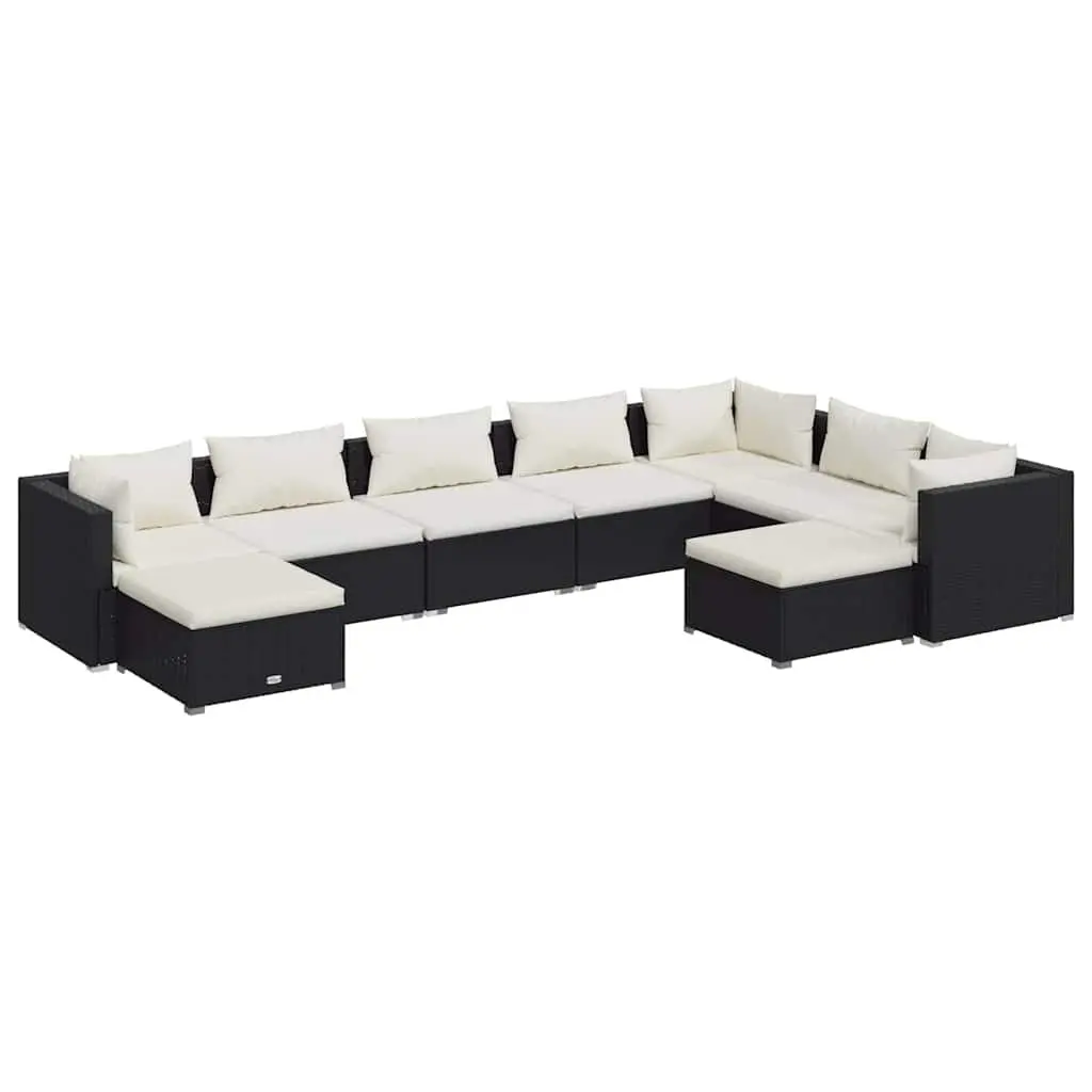 Garden Lounge Set 9 Piece Outdoor Patio Furniture Poly Rattan Black Modular