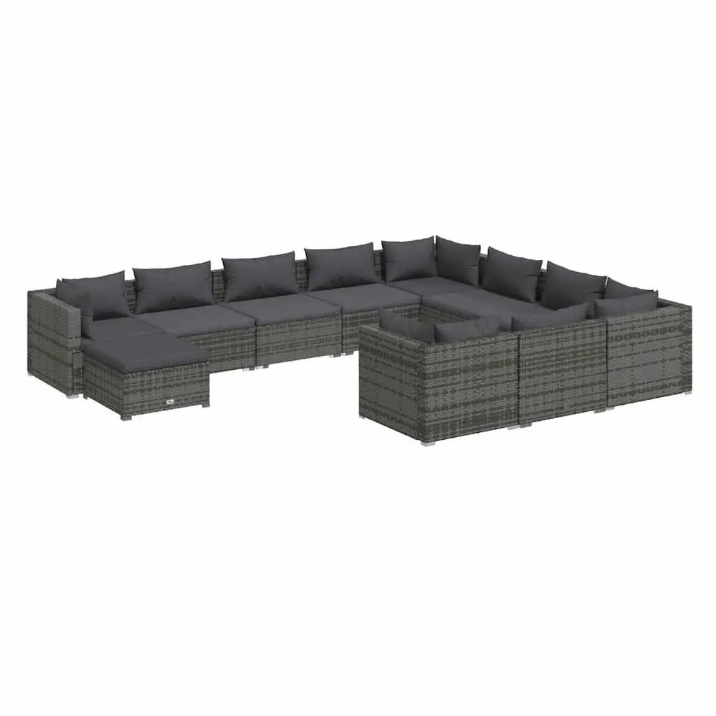 Garden Lounge Set 11 Piece Poly Rattan Outdoor Furniture Patio Cushions Grey