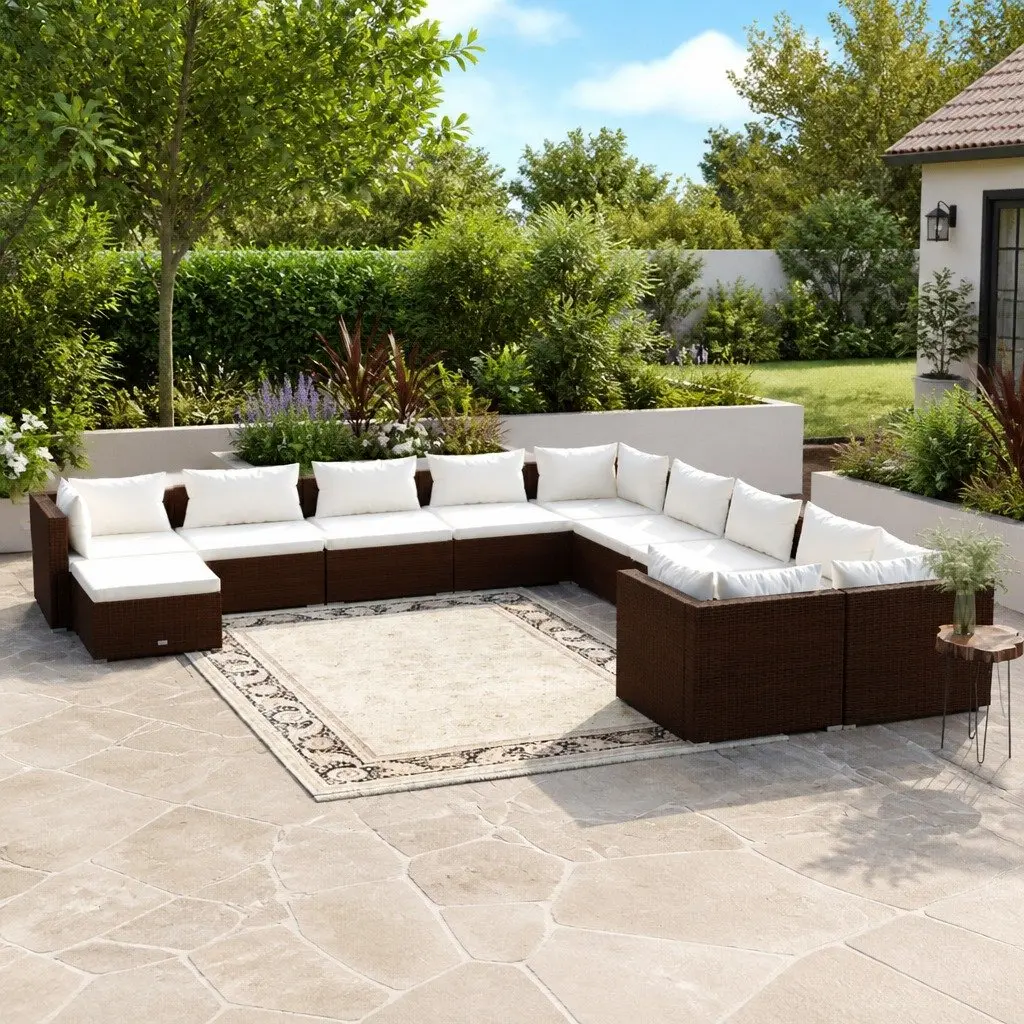 Garden Lounge Set 11 Piece Outdoor Furniture for Patio and Garden Brown