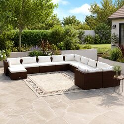 Specifications of 11-Piece Brown Poly Rattan Lounge Set