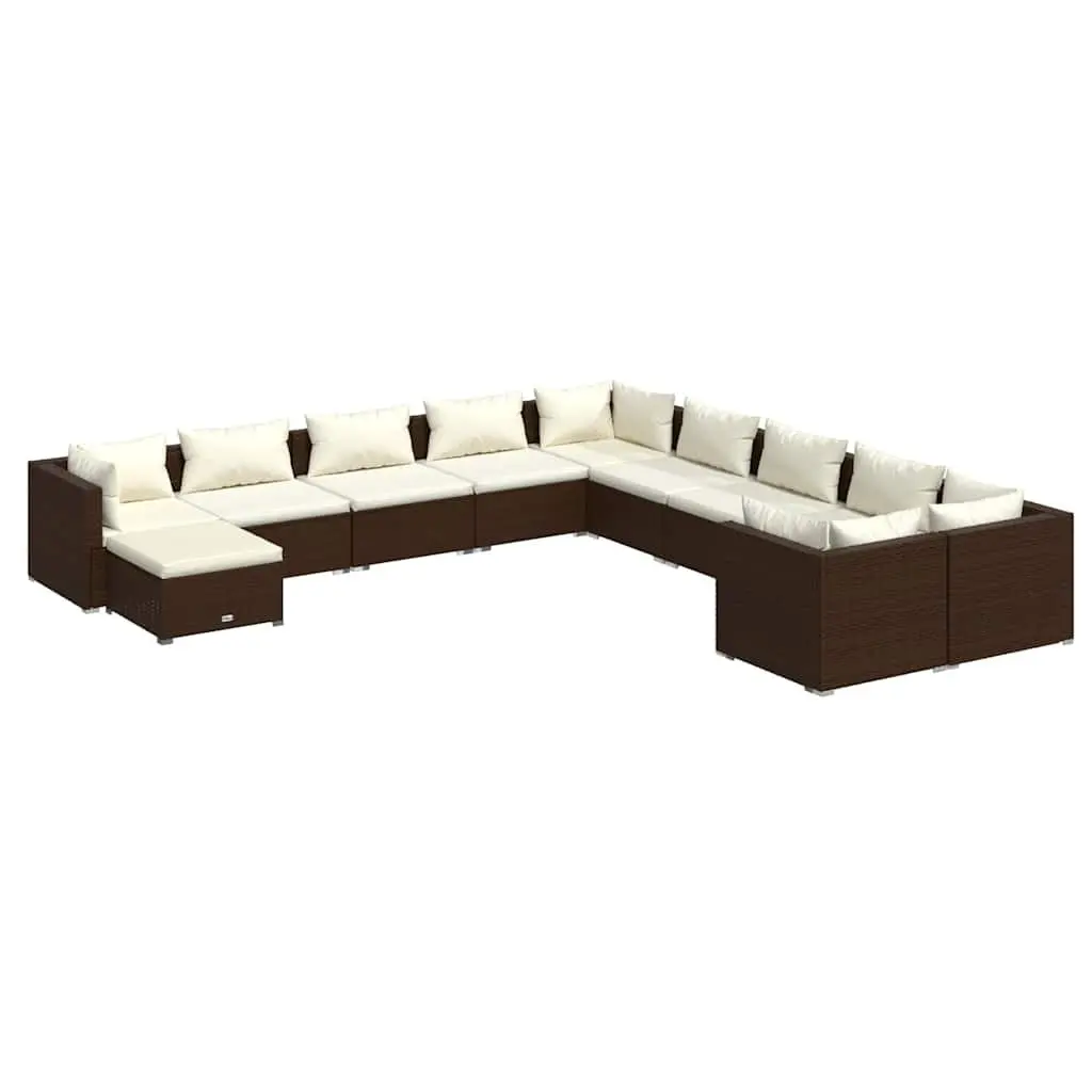 Garden Lounge Set 11 Piece Outdoor Furniture for Patio and Garden Brown
