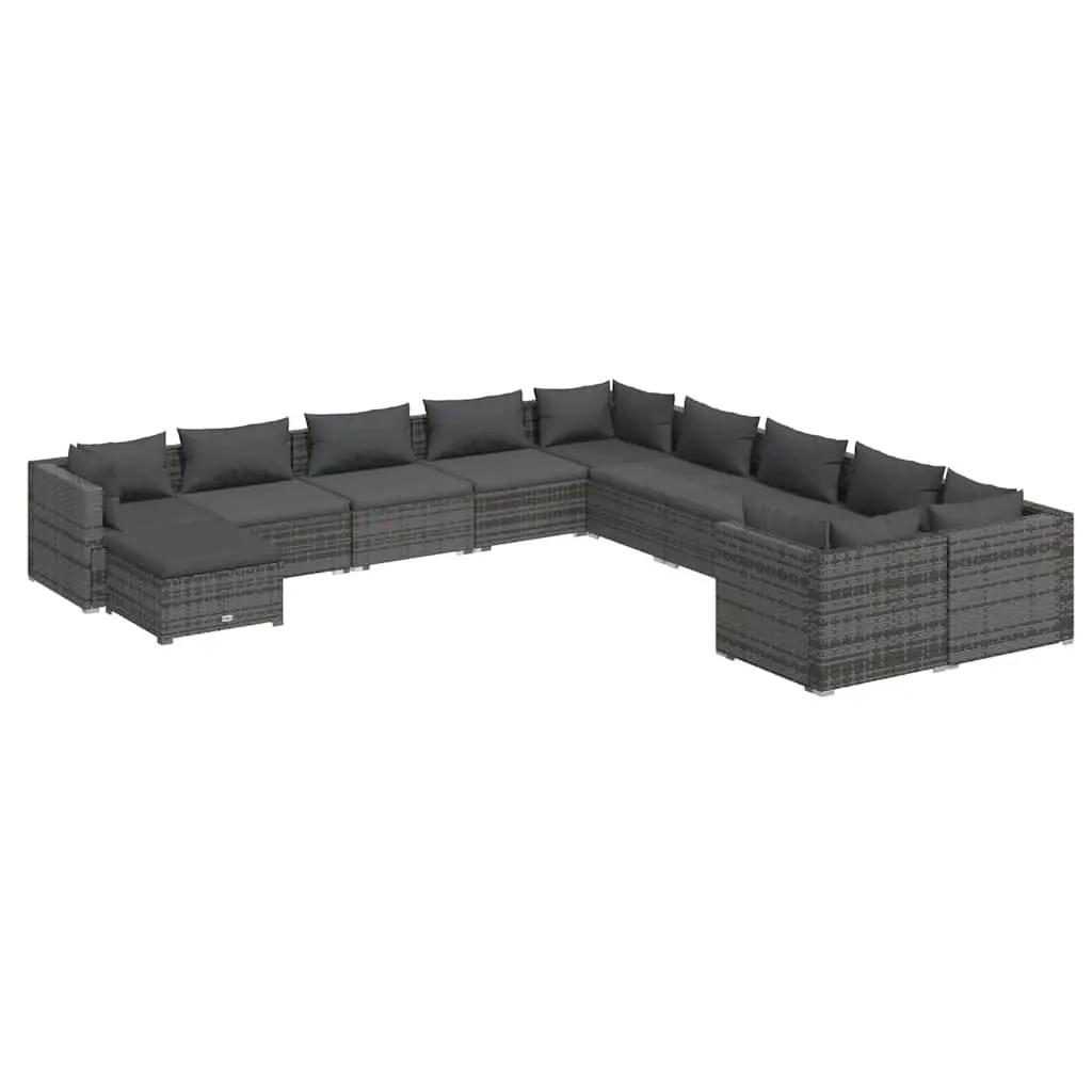 Garden Lounge Set 11 Piece Outdoor Patio Furniture Grey Cushions