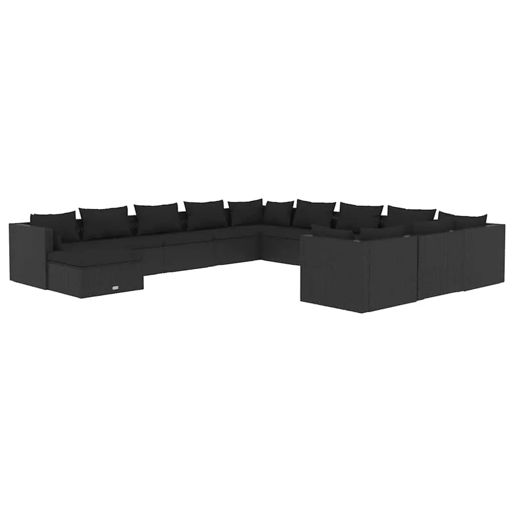 12 Piece Garden Lounge Set with Cushions Outdoor Patio Black