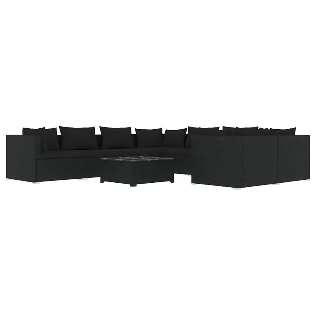 Garden Lounge Set Outdoor Furniture 9 Piece Black