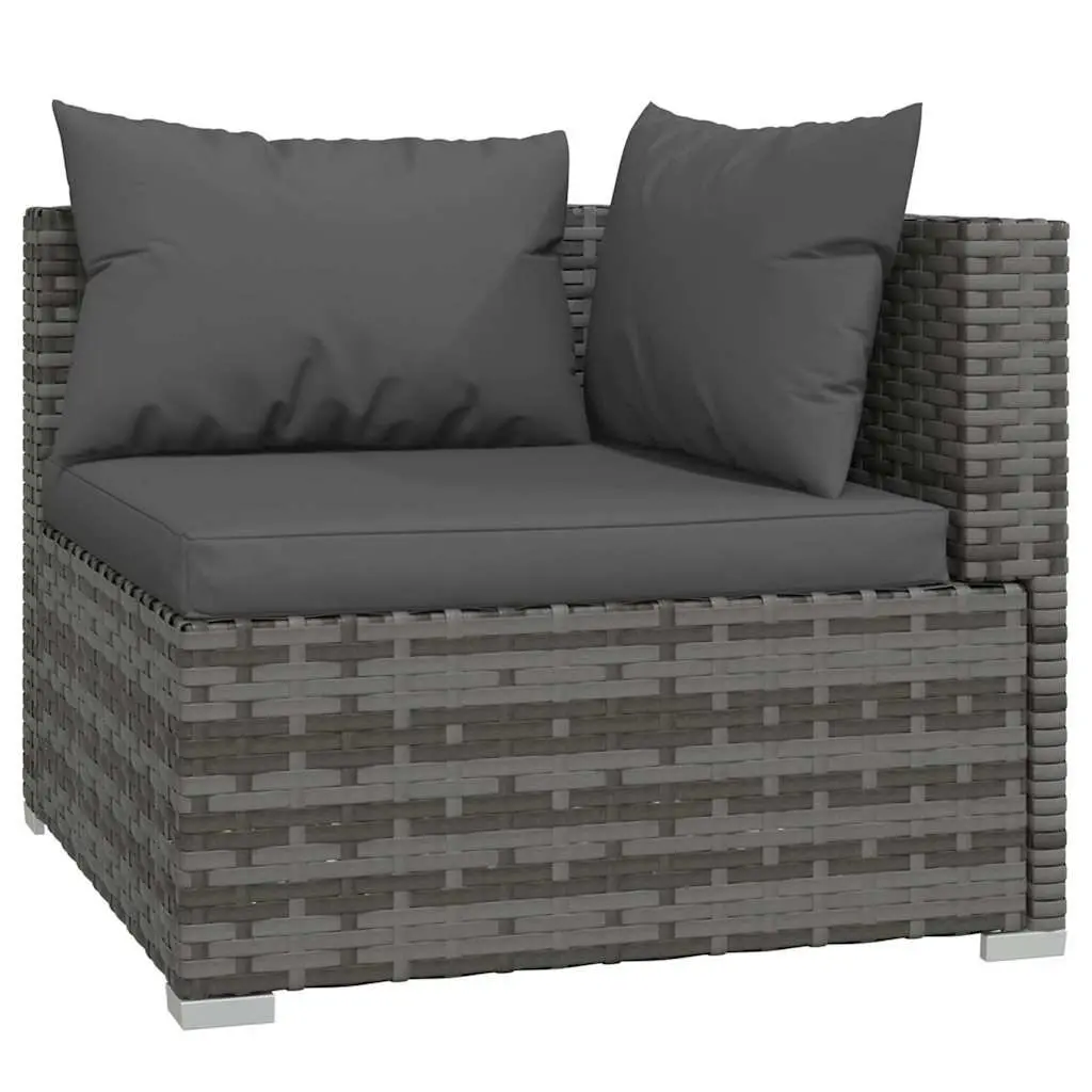 Garden Lounge Set 8 Piece for Patio and Garden Grey Poly Rattan with Cushions
