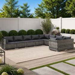 9 Piece Modular Patio Lounge Set with Cushions