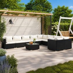 10-Piece Garden Lounge Set with Durable PE Rattan and Steel