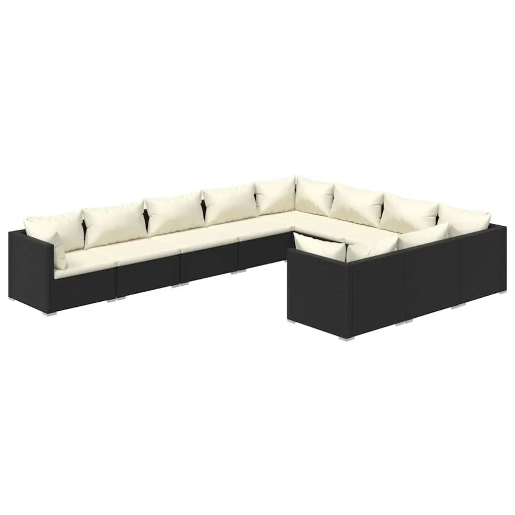 Garden Lounge Set Outdoor Furniture 10 Piece Black