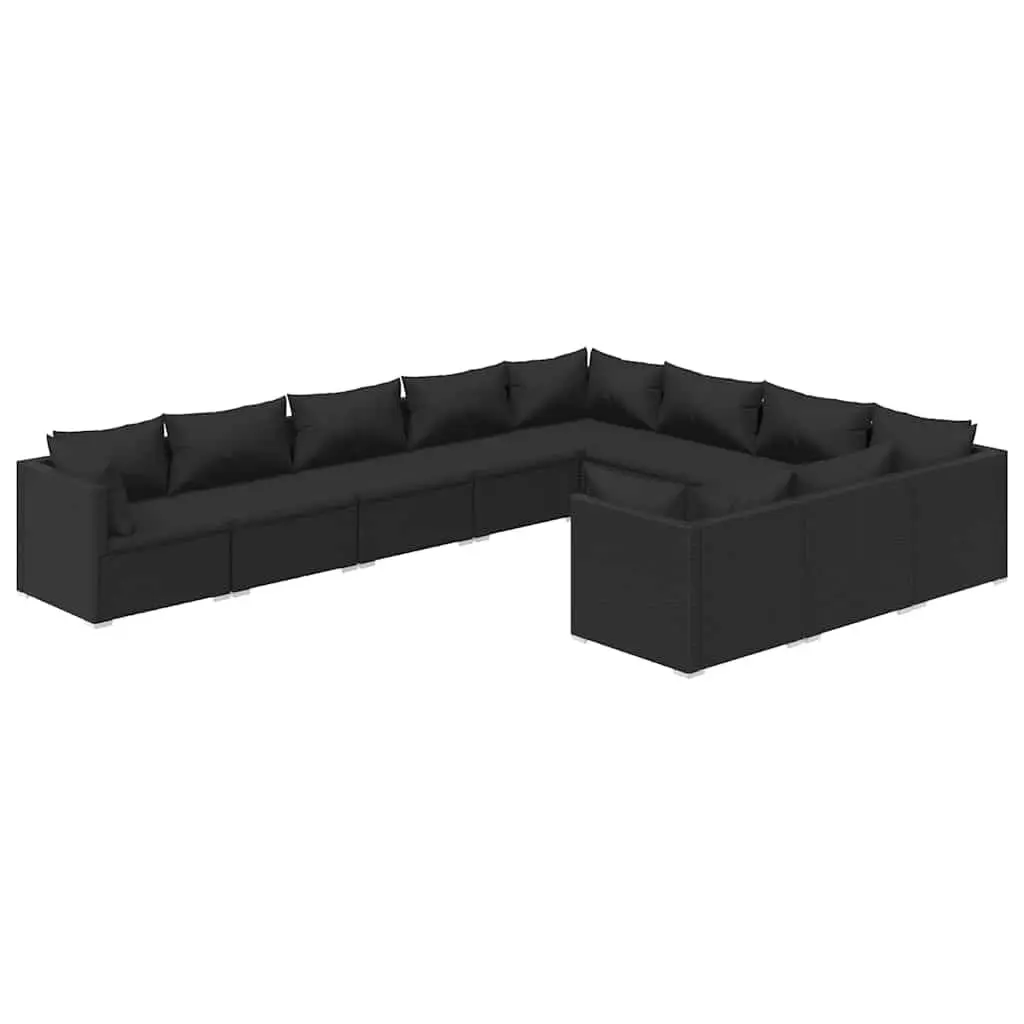 Garden Lounge Set Outdoor Furniture 10 Piece Poly Rattan Patio with Cushions