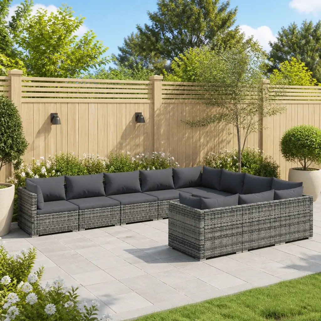 Garden Lounge Set 10 Piece Outdoor Furniture for Patio and Garden Grey