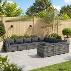 10-Piece Modular Grey Lounge Set - Perfect for Outdoors