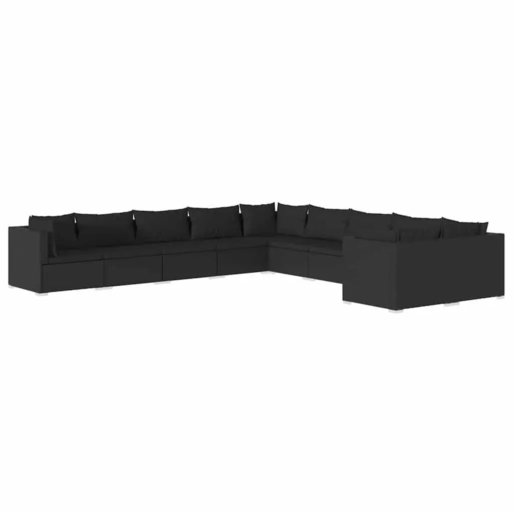Garden Lounge Set Outdoor Patio Furniture 10 Piece Modular Black