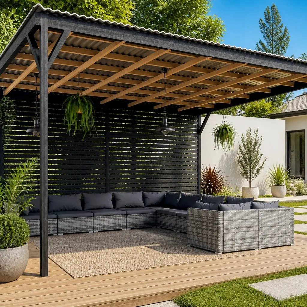 Garden Lounge Set 10 Piece Outdoor Furniture Grey for Patio and Garden