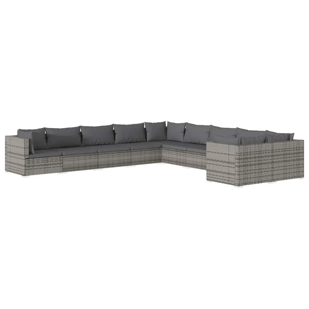 Garden Lounge Set 10 Piece Outdoor Furniture Grey for Patio and Garden