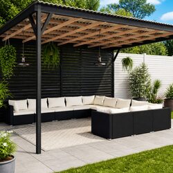 11-Piece Outdoor Lounge Set: Black Rattan Specifications