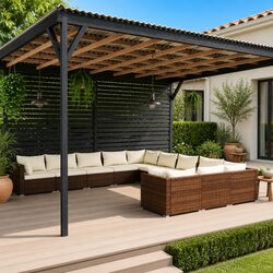 11 Piece Garden Lounge Set Poly Rattan Outdoor Patio Furniture with Removable