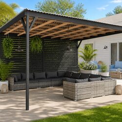 Specifications for 11-Piece Grey Poly Rattan Lounge Set