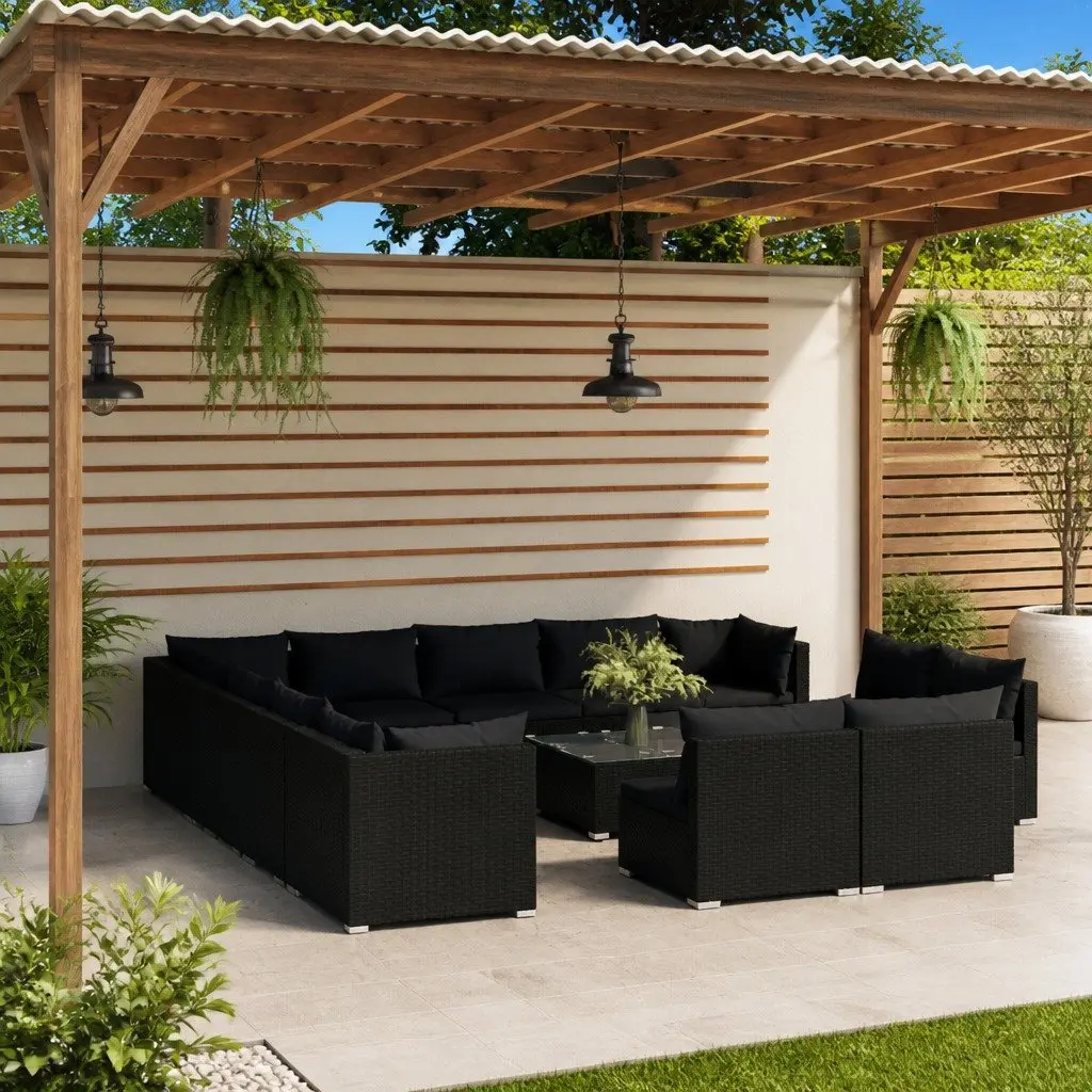 14 Piece Garden Lounge Set Outdoor Patio Furniture Modular Black