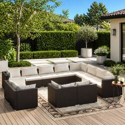 12 Piece Garden Lounge Set: Dimensions and Materials