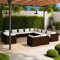13-Piece Modular Garden Lounge Set - Brown Poly Rattan