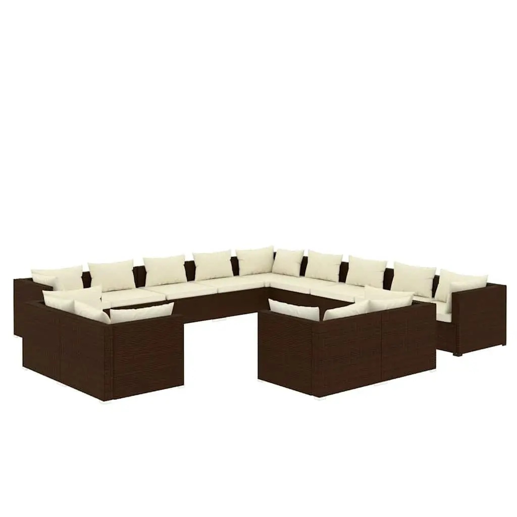 Garden Lounge Set 13 Piece Outdoor Furniture Brown for Patio Balcony Garden