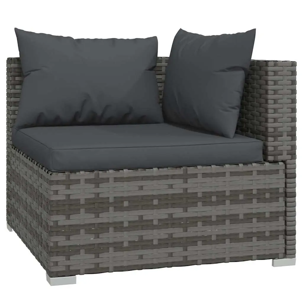 13 Piece Garden Lounge Set Outdoor Furniture Grey Poly Rattan with Cushions