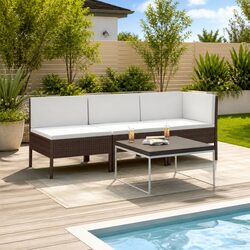 Weather-Resistant 3-Piece Garden Lounge Set in Brown