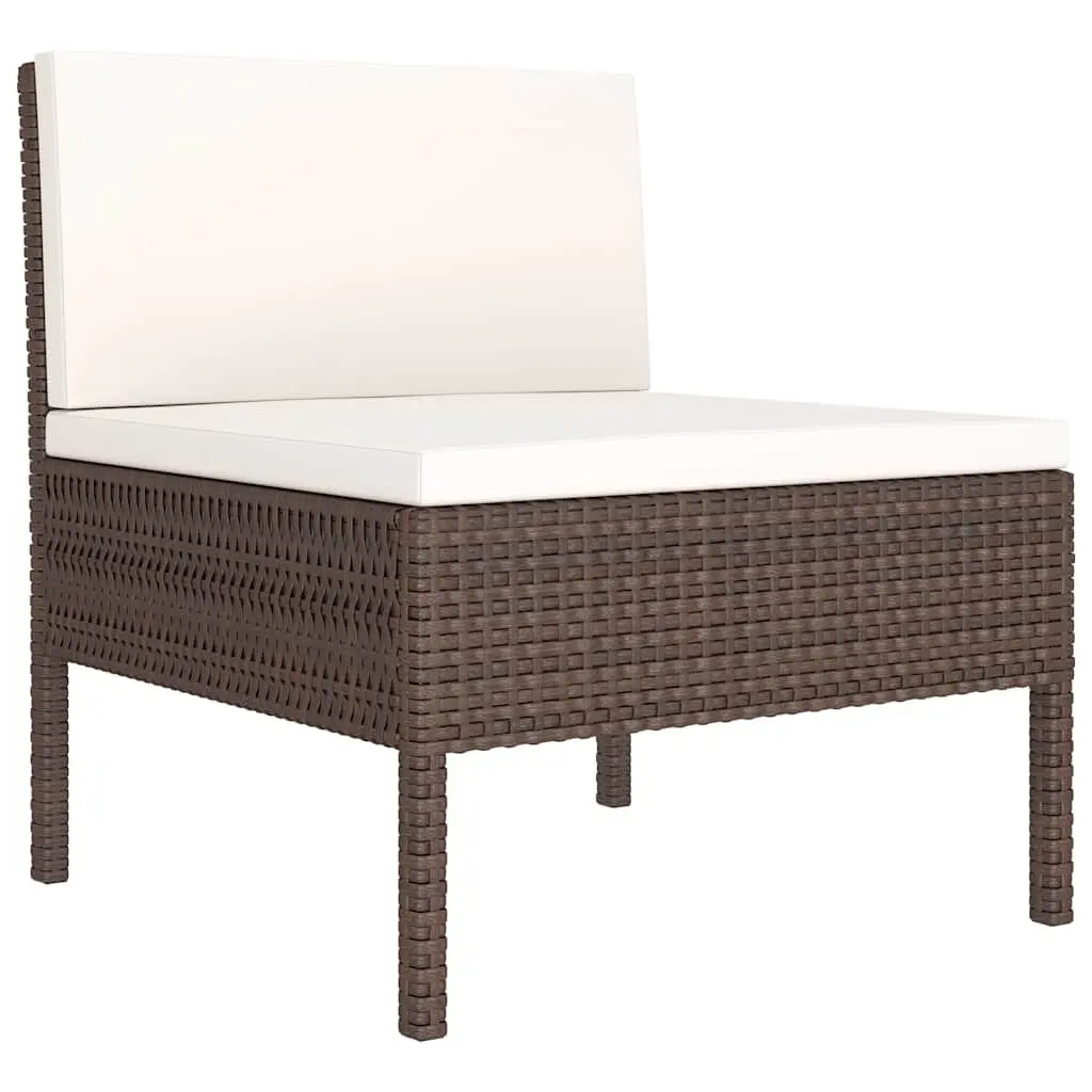 Garden Lounge Set 3 Piece Outdoor Furniture Poly Rattan Brown with Cushions