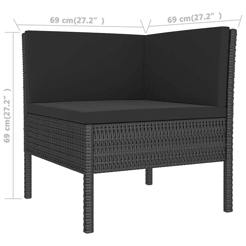 Garden Lounge Set Outdoor Furniture 2 Piece Black