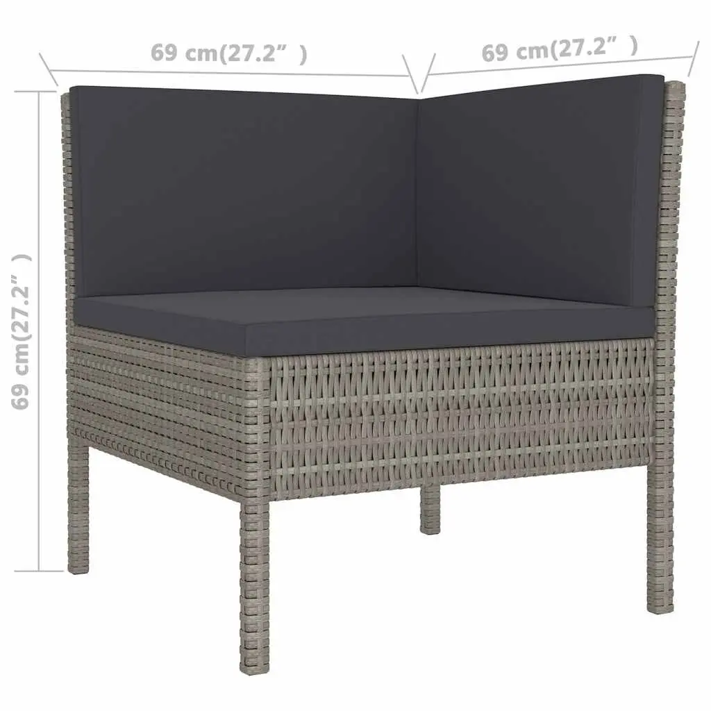 Garden Lounge Set 2 Piece Outdoor Furniture for Patio Grey Cushions
