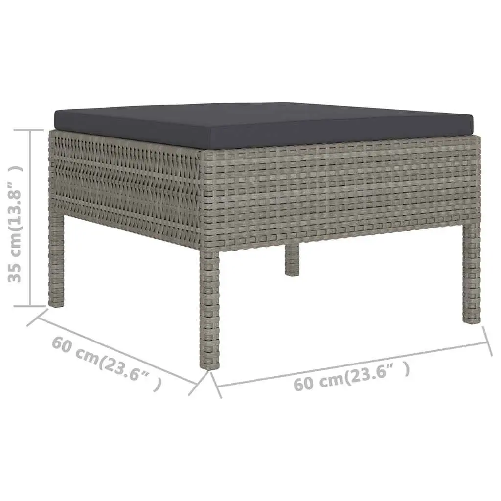 Garden Lounge Set 2 Piece Outdoor Furniture for Patio Grey Cushions