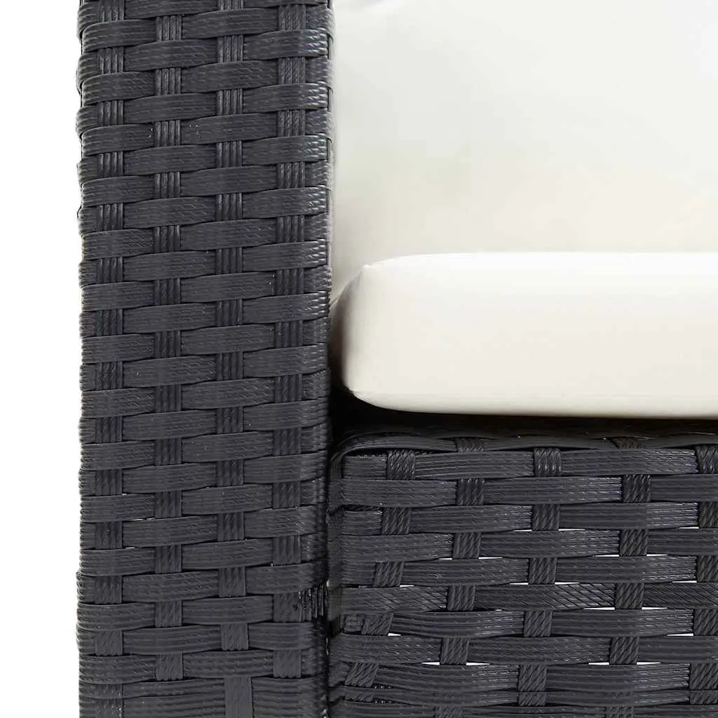 3-Seater Garden Sofa for Outdoor Use Black Poly Rattan with Cushions
