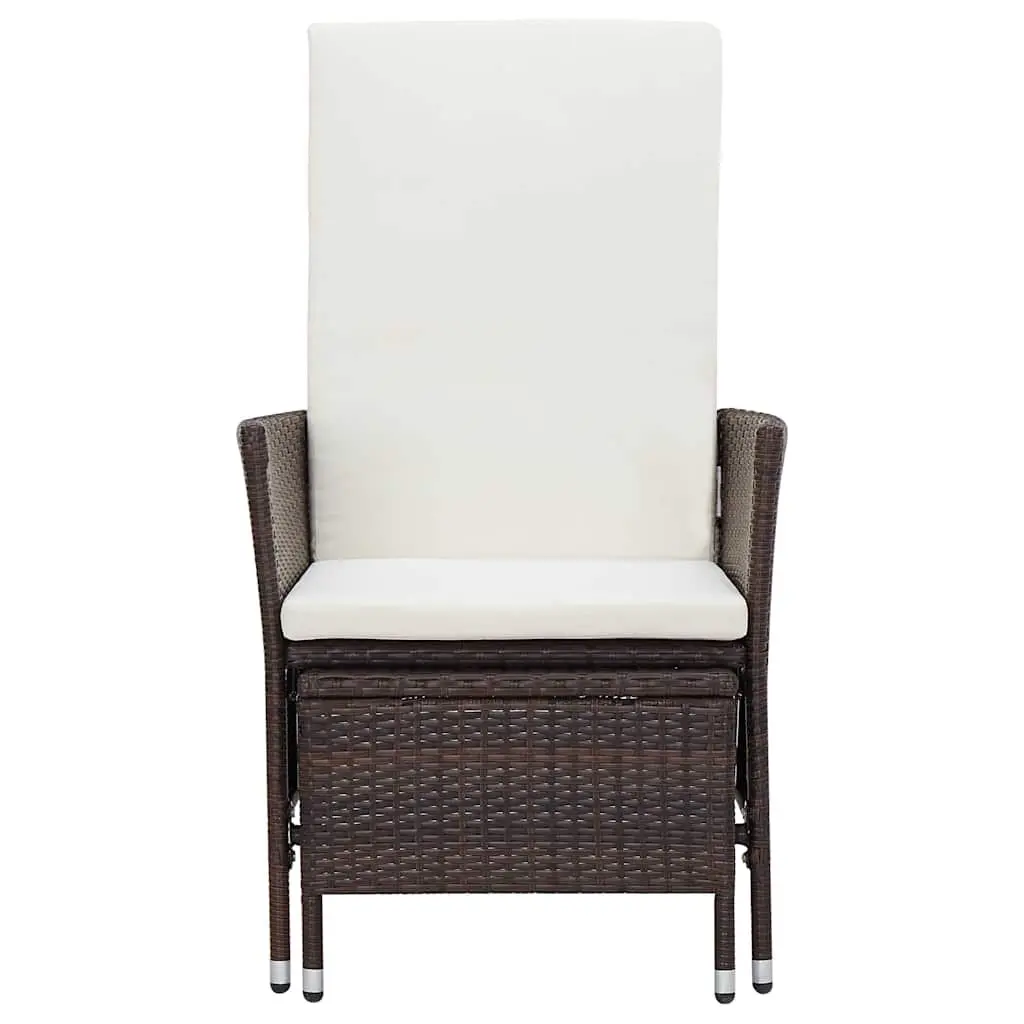 Reclining Garden Chair with Footrest Outdoor Seating Brown Poly Rattan Armchair