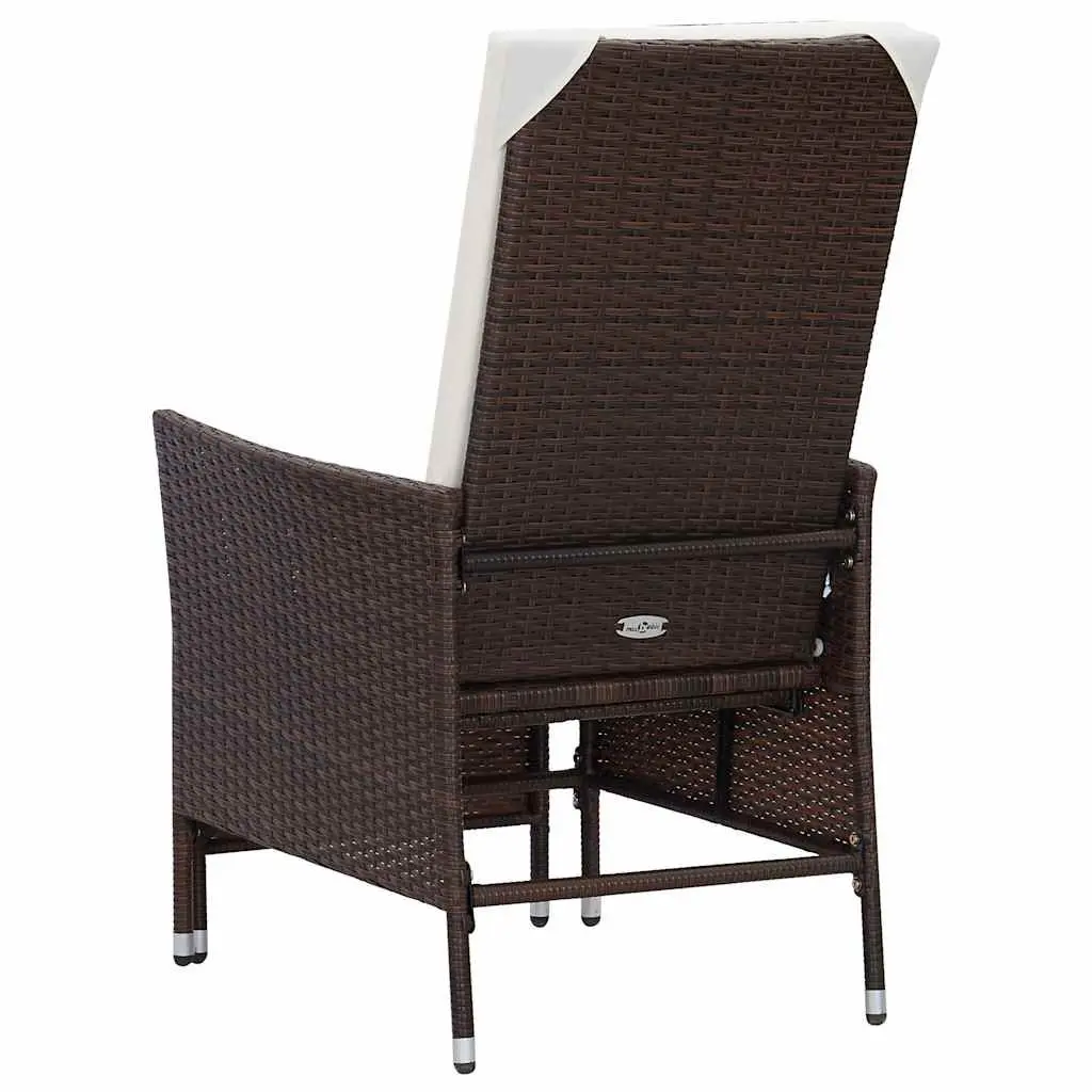 Reclining Garden Chair with Footrest Outdoor Seating Brown Poly Rattan Armchair