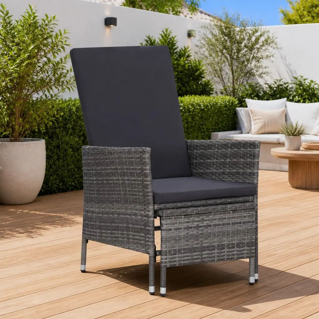 Reclining Garden Chair Outdoor Armchair with Cushions Grey
