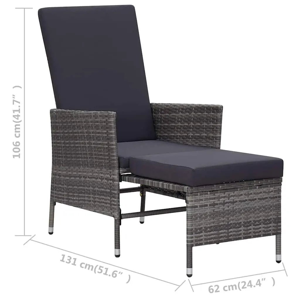 Reclining Garden Chair Outdoor Armchair with Cushions Grey