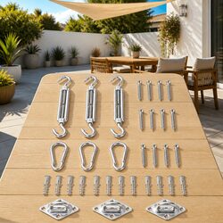 9-Piece Stainless Steel Sunshade Sail Accessory Set