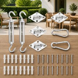 Sunshade Sail Fittings Set: Stainless Steel, 8 Pieces