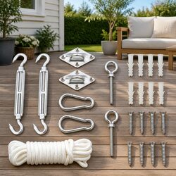 9 Piece Sunshade Sail Accessory Set Stainless Steel Fittings Hardware Kit