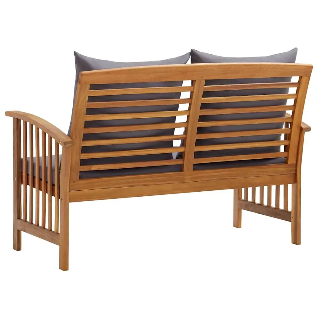 Garden Bench with Cushions 119cm Outdoor Patio Seating Solid Acacia Wood Seat
