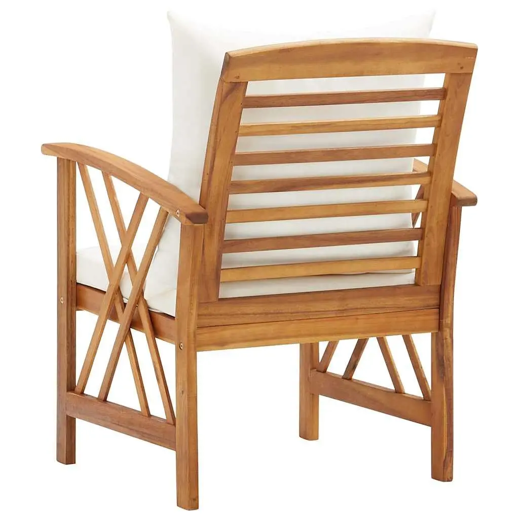 Outdoor Garden Chairs Set 2 Piece for Patio and Garden Solid Acacia Wood with Cushions