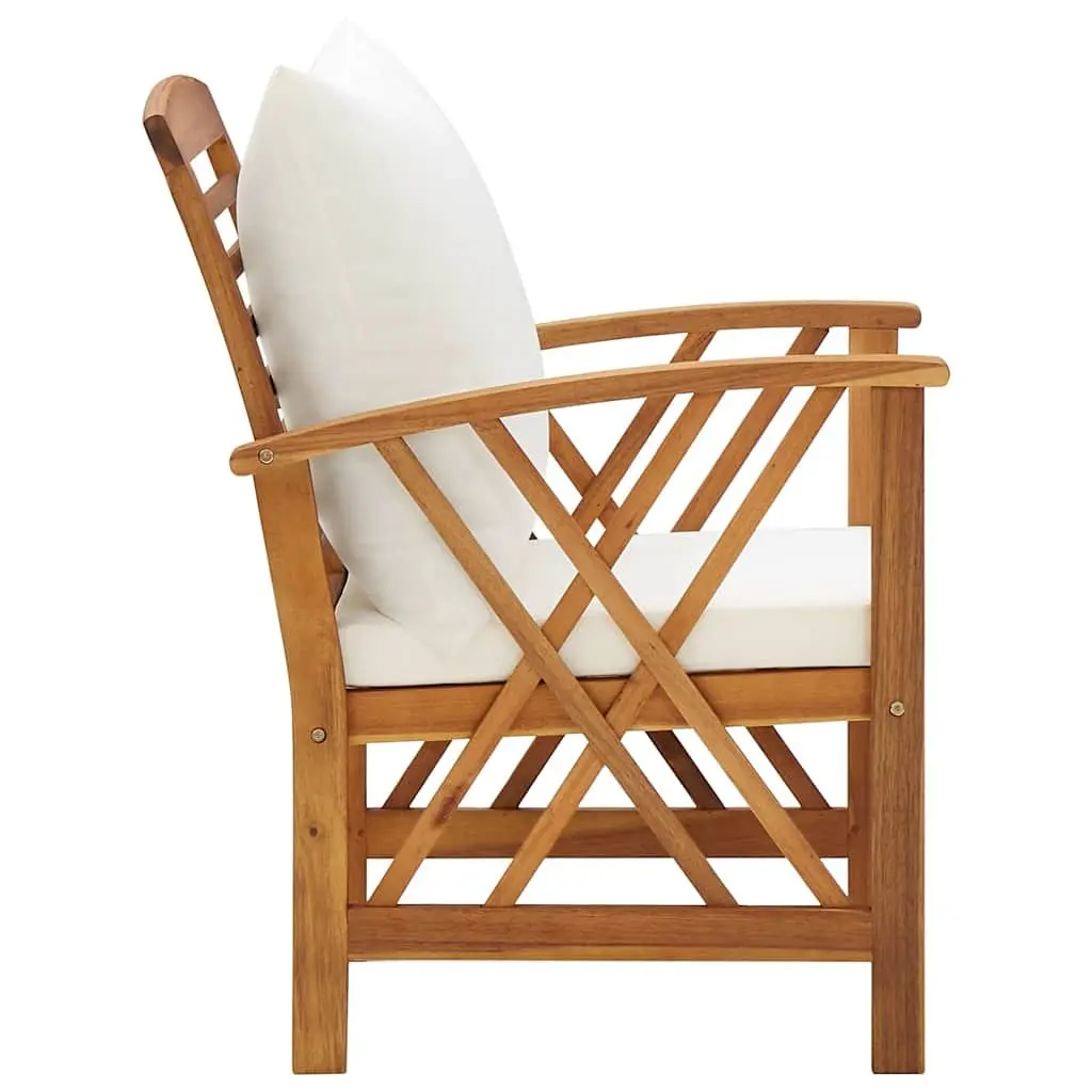 Outdoor Garden Chairs Set 2 Piece for Patio and Garden Solid Acacia Wood with Cushions