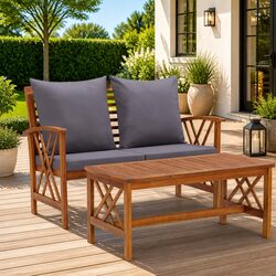 2-Piece Garden Lounge Set: Bench & Coffee Table Details
