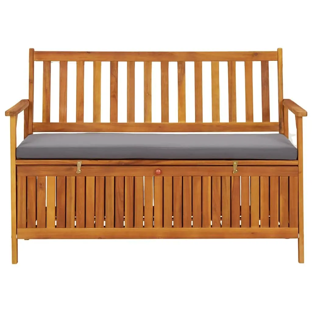 Garden Storage Bench 120cm Grey Solid Acacia Wood