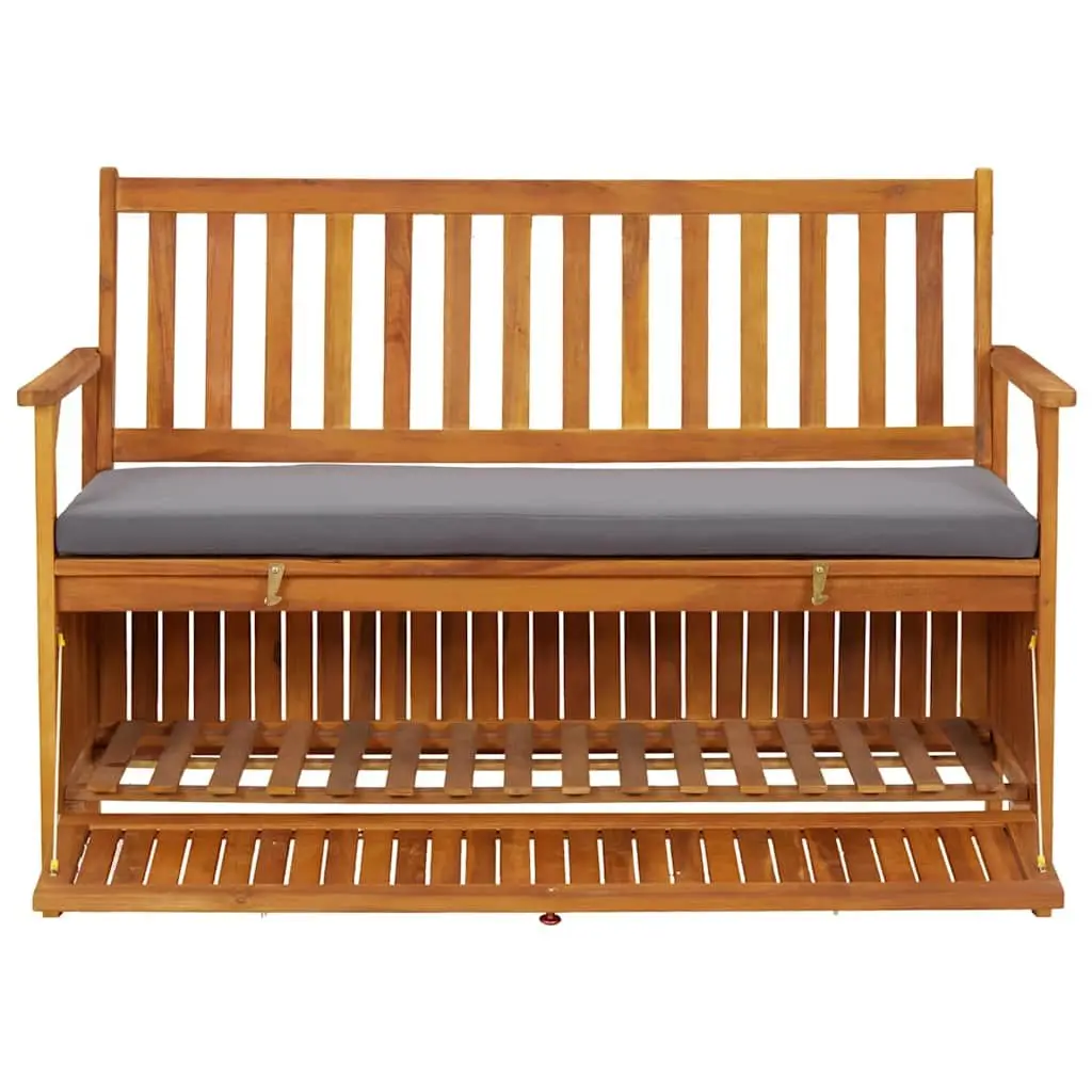 Garden Storage Bench 120cm Grey Solid Acacia Wood