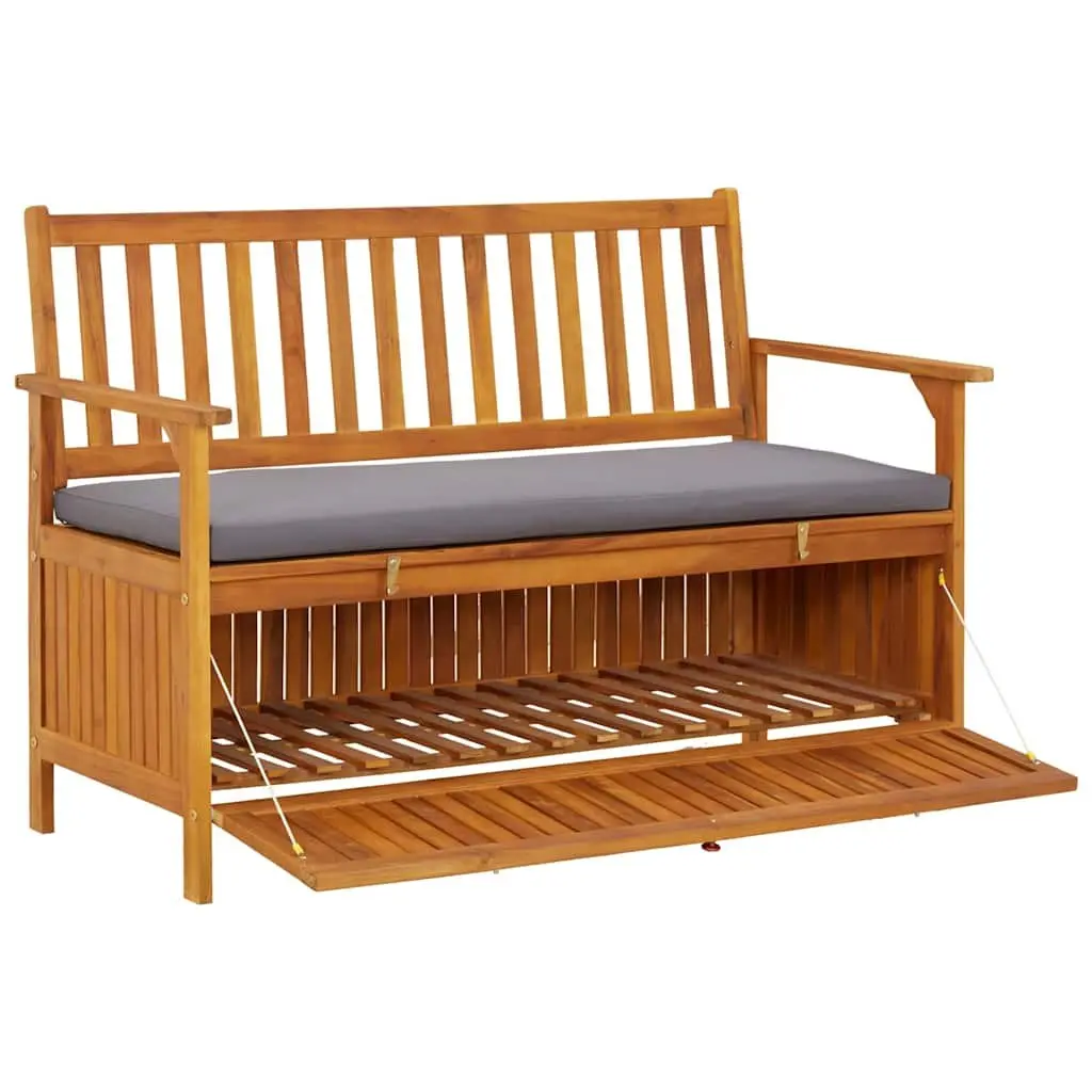 Garden Storage Bench 120cm Grey Solid Acacia Wood