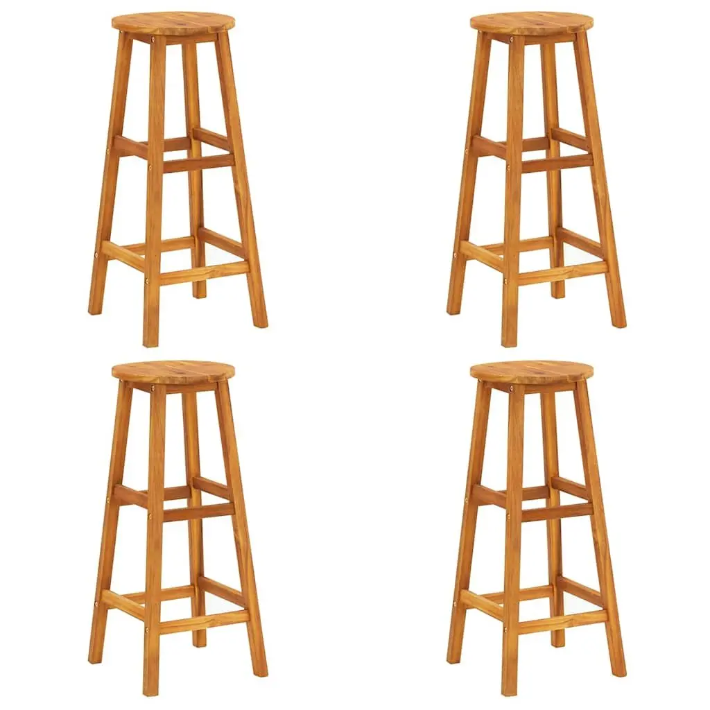 Bar Stools Outdoor Garden 4 Piece Solid Acacia Wood Brown