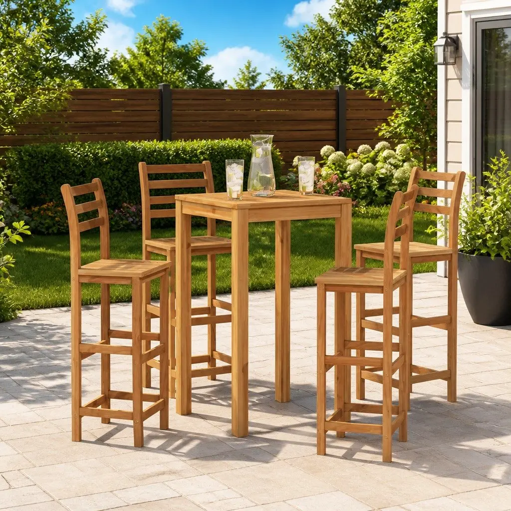 Solid Acacia Wood Bar Stools Set of 4